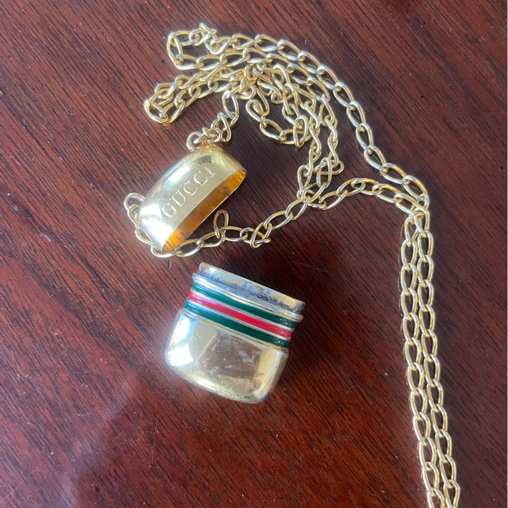 Gucci Gold Pendant Pill Box  Necklace Vintage from Japan - Picture 3 of 4